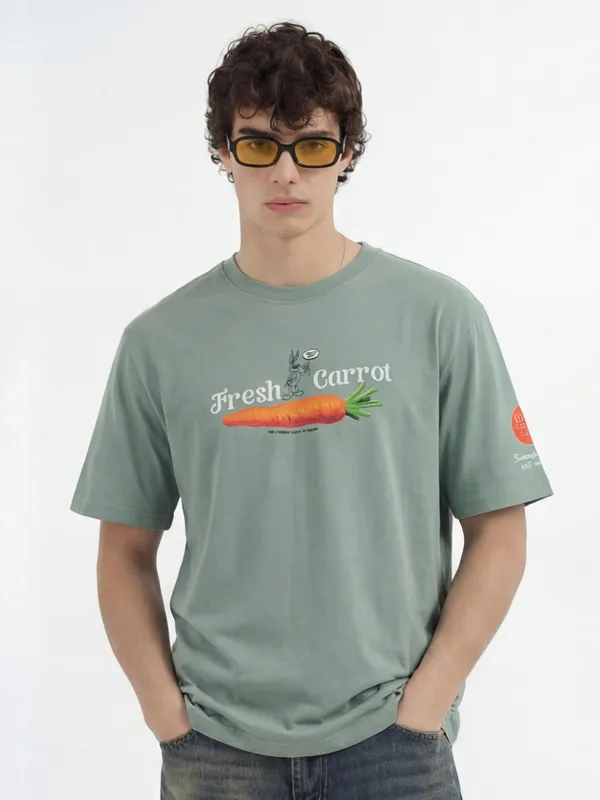 WB By Highlander Men Green Joker Printed Round Neck T-Shirt