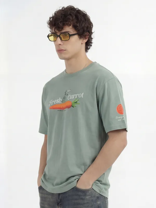 WB By Highlander Men Green Joker Printed Round Neck T-Shirt