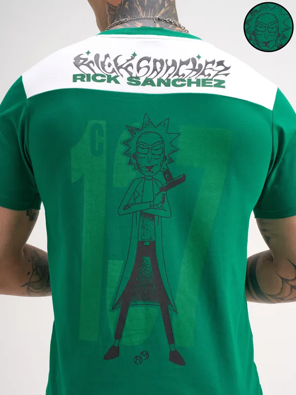 WB By Highlander Men Green Rick And Morty Printed Round Neck T-Shirt