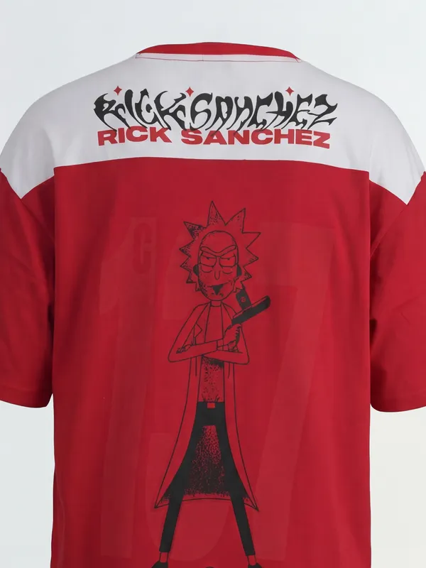 WB By Highlander Men Red Rick And Morty Printed Round Neck T-Shirt