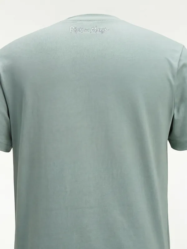 WB By Highlander Men Green Rick And Morty Printed Round Neck T-Shirt