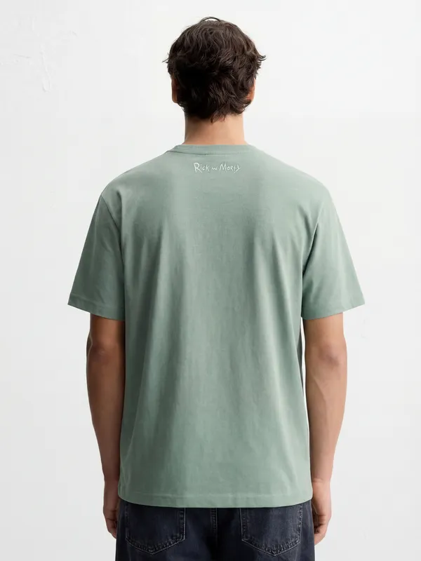 WB By Highlander Men Green Rick And Morty Printed Round Neck T-Shirt