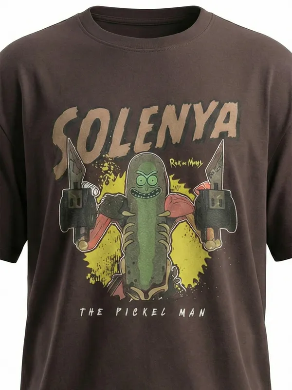 WB By Highlander Men Brown Rick And Morty Printed Round Neck T-Shirt