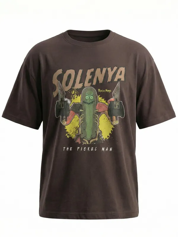 WB By Highlander Men Brown Rick And Morty Printed Round Neck T-Shirt