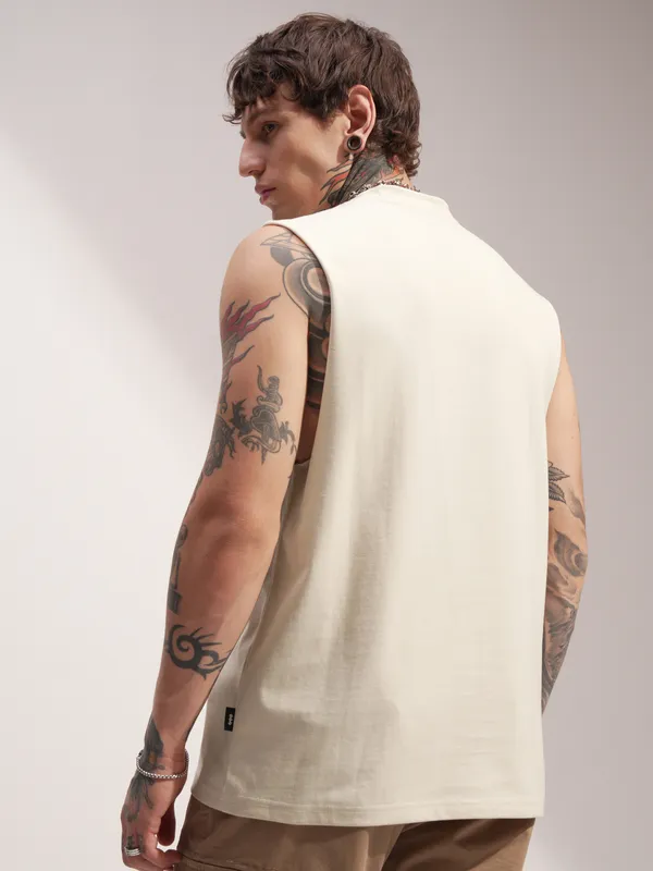 DC By Highlander Men Cream Batman Printed Round Neck T-Shirt