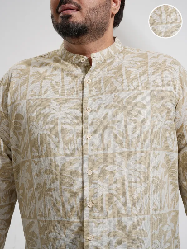 Xtra Ordinary By Highlander Men Off White Printed Slim Fit Casual Shirt