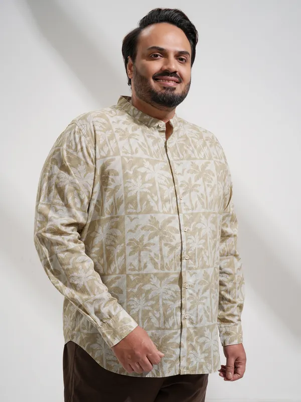 Xtra Ordinary By Highlander Men Off White Printed Slim Fit Casual Shirt