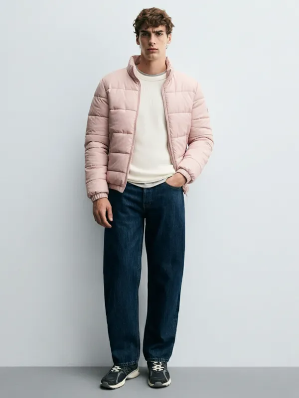 Ketch Men Mauve Solid Puffer Jacket