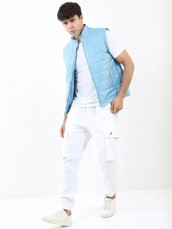 Ketch Men Teal Solid Puffer Jacket