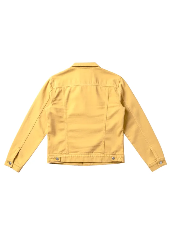 Ketch Men Yellow Solid Denim Jacket