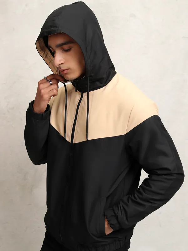 Ketch Men Beige Colourblocked Bomber Jacket