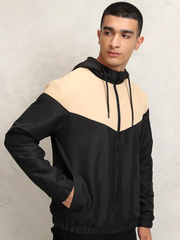 Ketch Men Beige Colourblocked Bomber Jacket