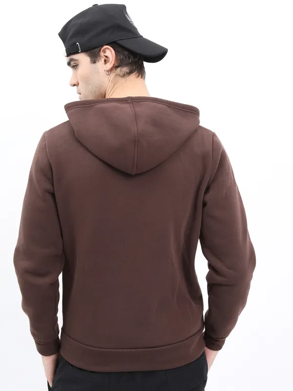  Ketch Men Brown Hood Pullover Sweatshirts