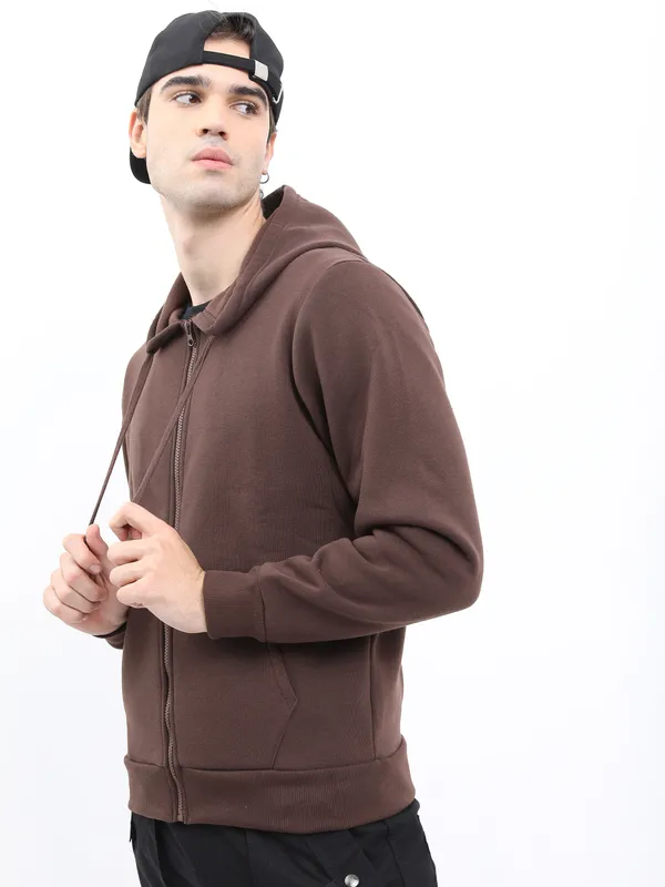  Ketch Men Brown Hood Pullover Sweatshirts
