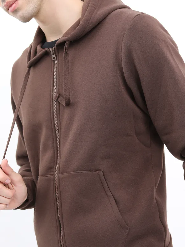  Ketch Men Brown Hood Pullover Sweatshirts