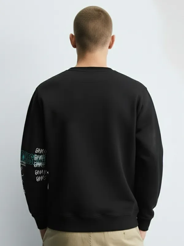 Ketch Men Black Round Neck Pullover Sweatshirt