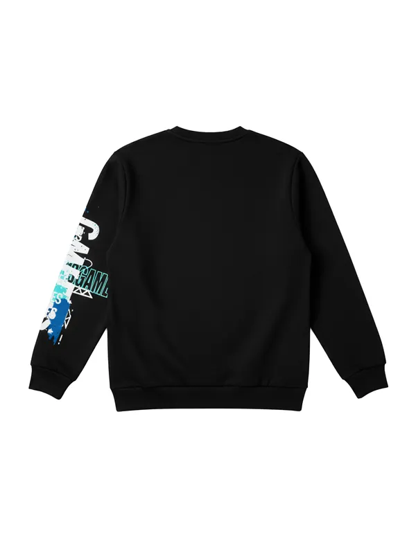 Ketch Men Black Round Neck Pullover Sweatshirt