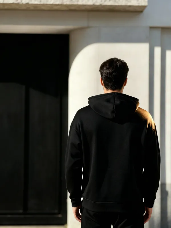 Ketch Men Black Hooded Pullover Sweatshirt