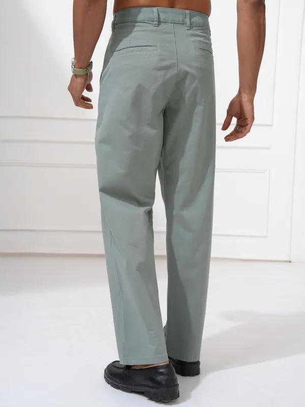 Locomotive Men Teal Regular Fit Solid Chinos
