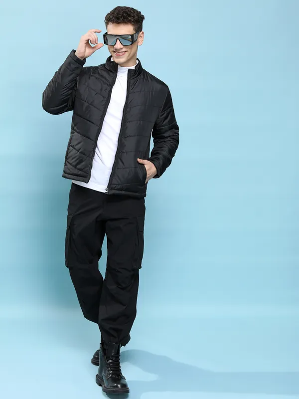 Purple By Highlander Men Black Solid Puffer Jacket