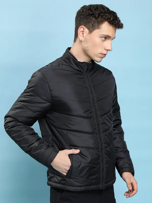 Purple By Highlander Men Black Solid Puffer Jacket