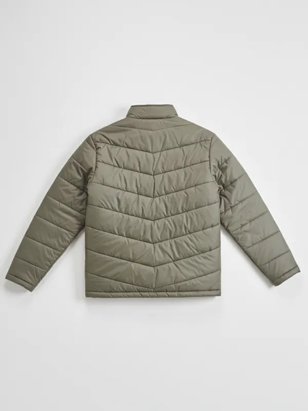 Purple By Highlander Men Olive Solid Puffer Jacket