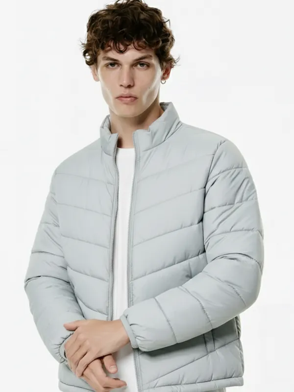 Purple By Highlander Men Grey Solid Puffer Jacket