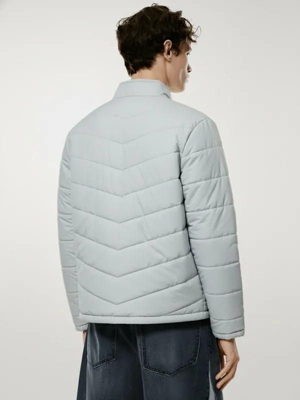 Purple By Highlander Men Grey Solid Puffer Jacket