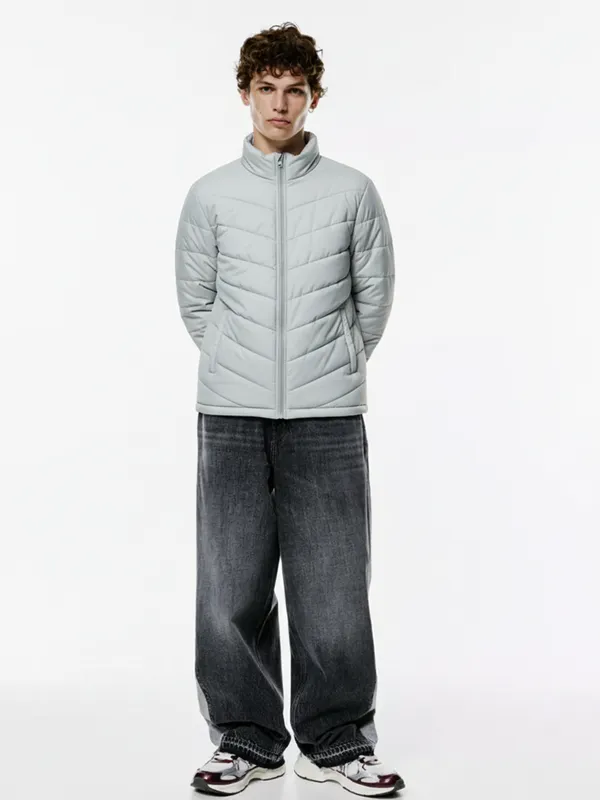 Purple By Highlander Men Grey Solid Puffer Jacket