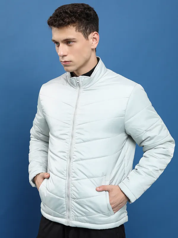 Purple By Highlander Men Grey Solid Puffer Jacket