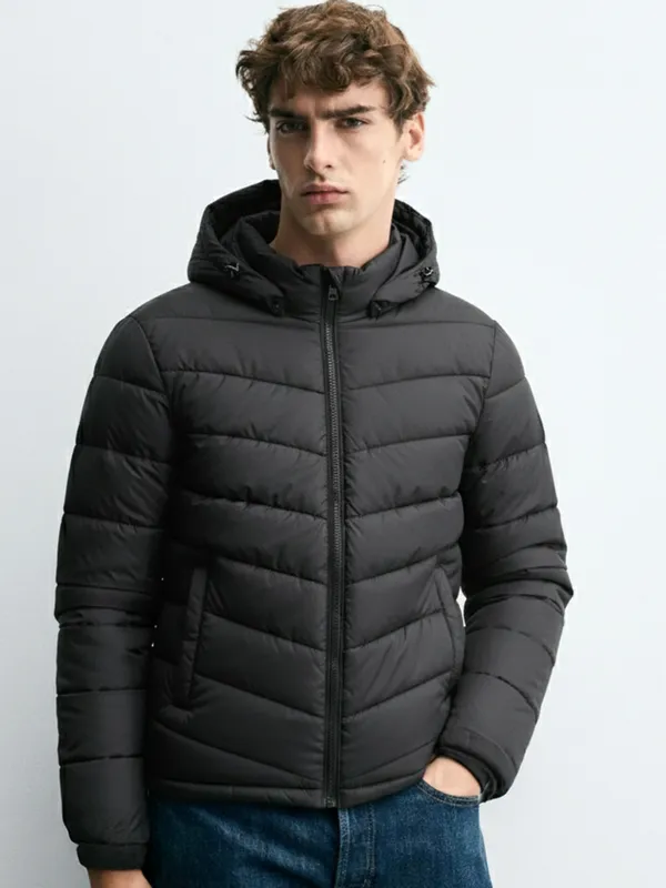 Purple By Highlander Men Black Solid Puffer Jacket