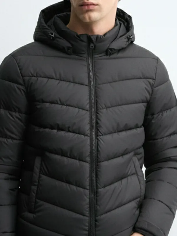 Purple By Highlander Men Black Solid Puffer Jacket