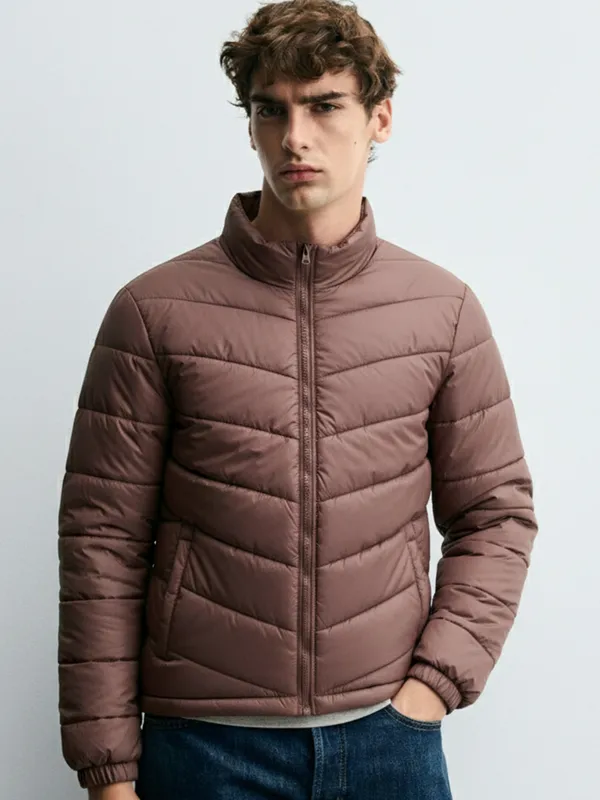 Purple By Highlander Men Burgundy Solid Puffer Jacket