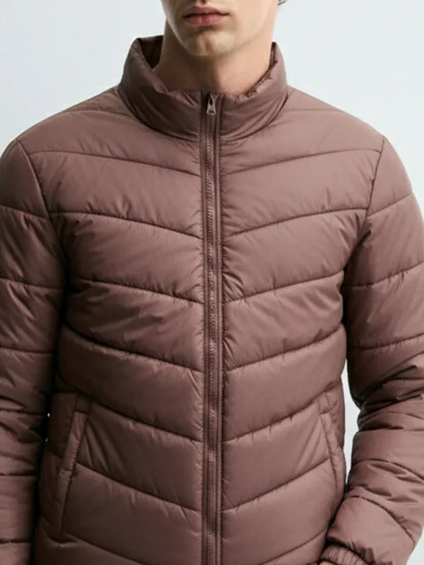 Purple By Highlander Men Burgundy Solid Puffer Jacket