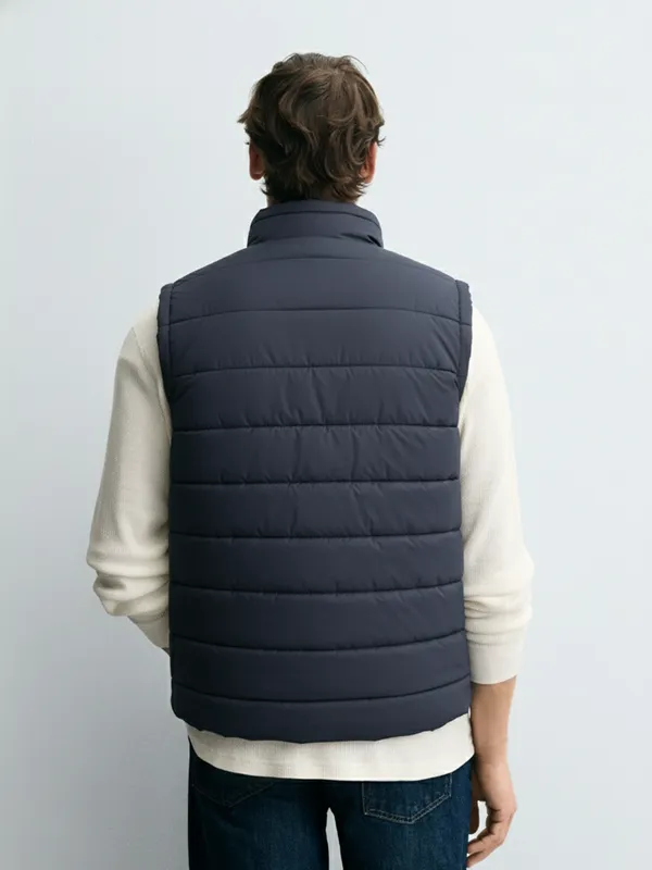 Purple By Highlander Men Navy Blue Solid Puffer Jacket