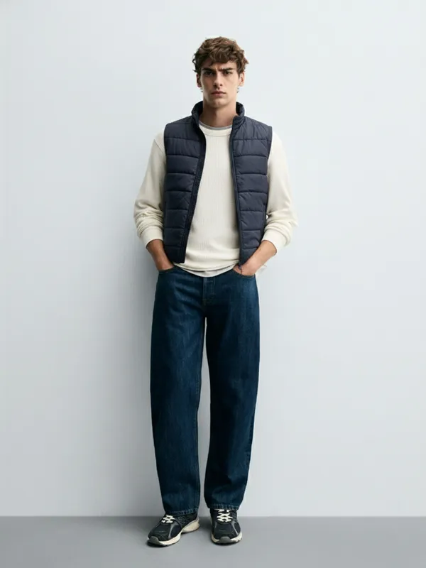 Purple By Highlander Men Navy Blue Solid Puffer Jacket