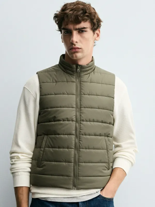 Purple By Highlander Men Olive Solid Puffer Jacket