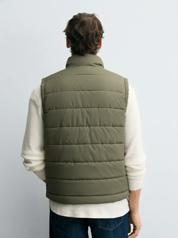 Purple By Highlander Men Olive Solid Puffer Jacket