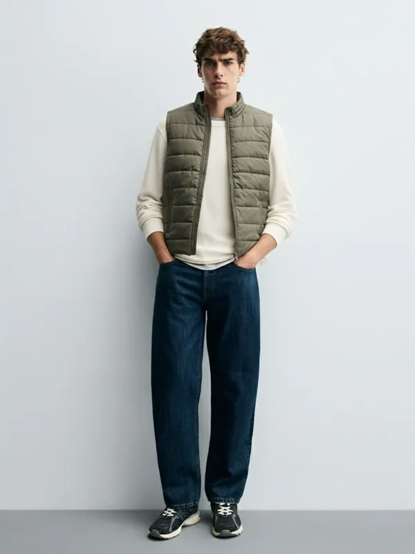 Purple By Highlander Men Olive Solid Puffer Jacket