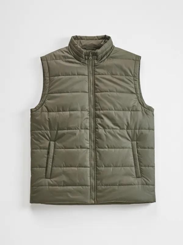 Purple By Highlander Men Olive Solid Puffer Jacket