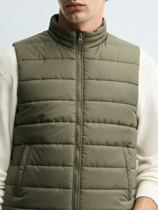 Purple By Highlander Men Olive Solid Puffer Jacket