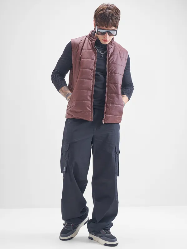 Purple By Highlander Men Brown Solid Puffer Jacket