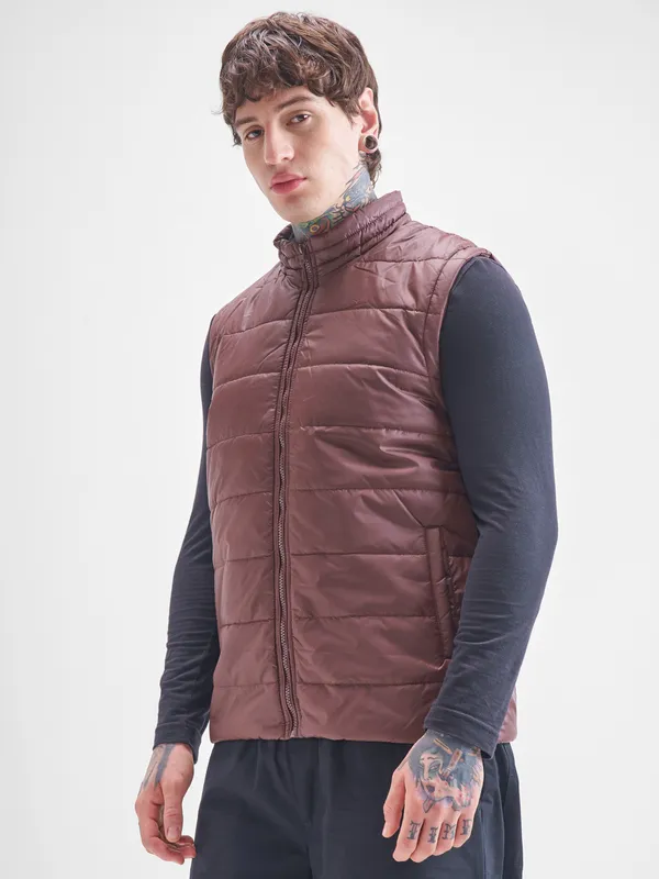 Purple By Highlander Men Brown Solid Puffer Jacket