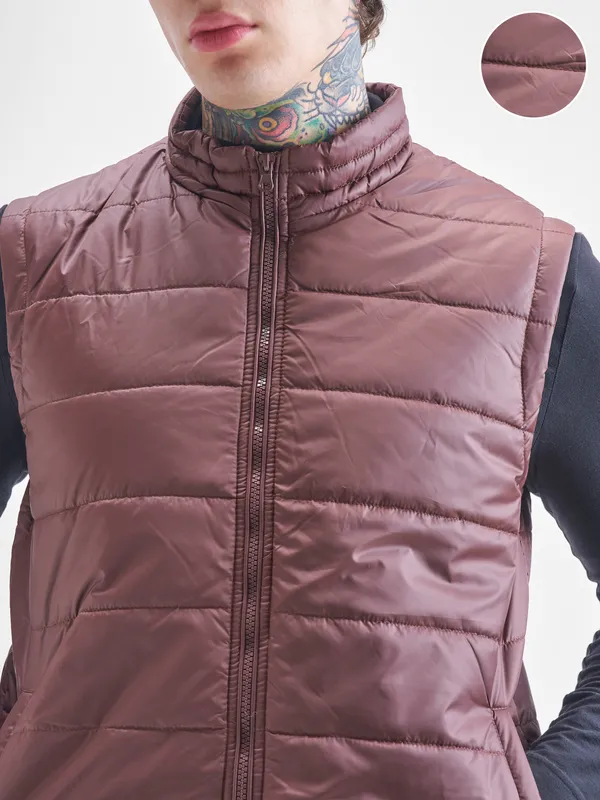 Purple By Highlander Men Brown Solid Puffer Jacket