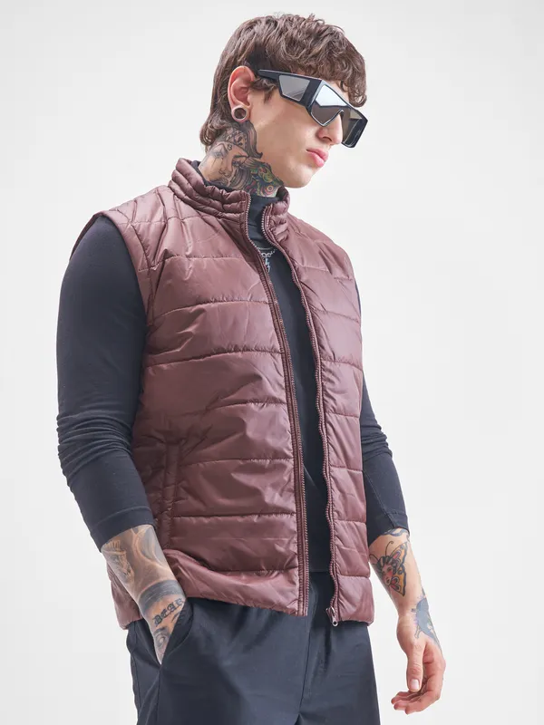 Purple By Highlander Men Brown Solid Puffer Jacket