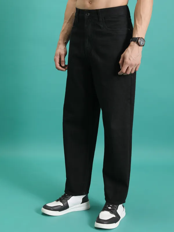 Purple By Highlander Men Black Loose Fit Fit Jeans