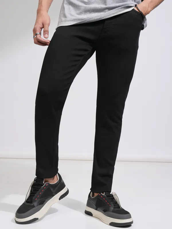  Highlander Men Black Skinny Fit Clean Look Jeans