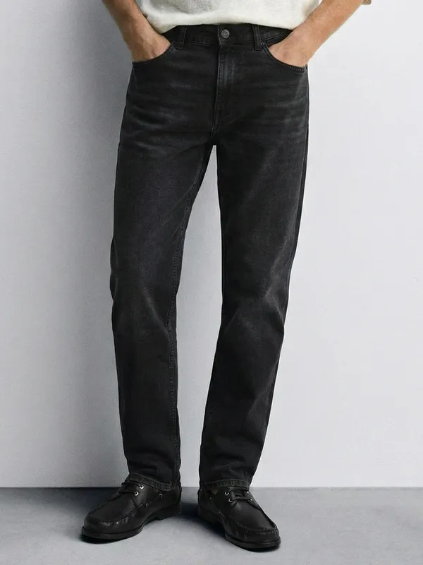 Purple By Highlander Men Black Straight Fit Stretchable Jeans