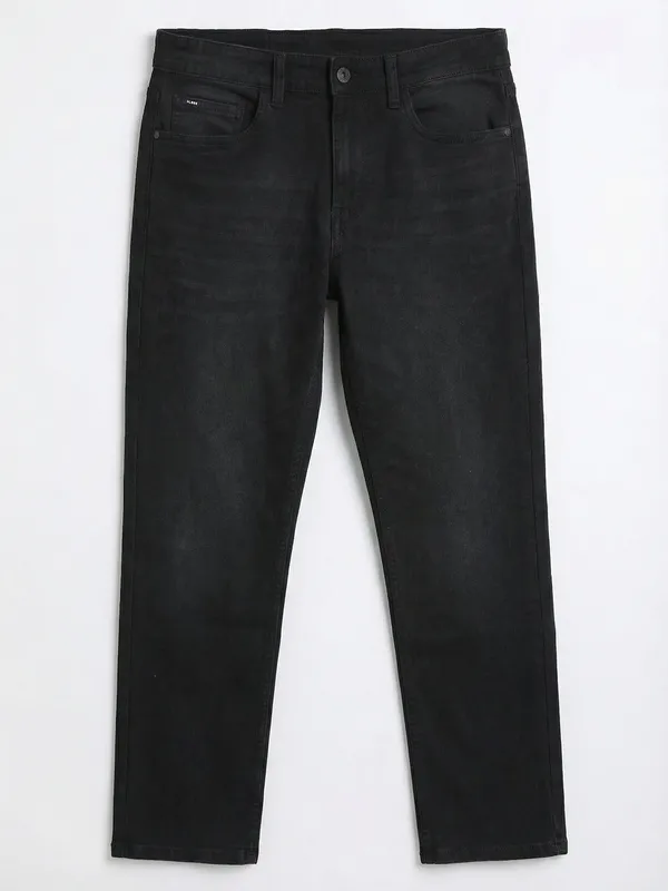 Purple By Highlander Men Black Straight Fit Stretchable Jeans