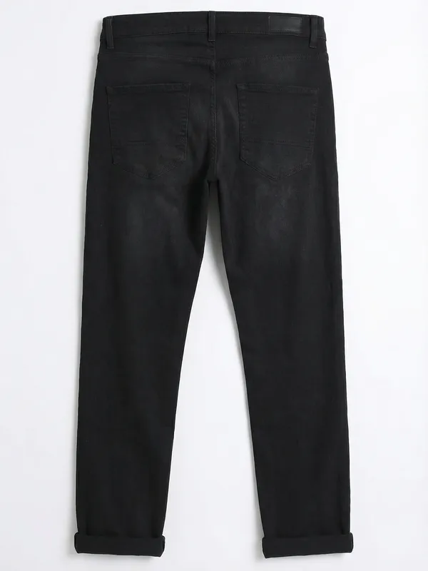 Purple By Highlander Men Black Straight Fit Stretchable Jeans